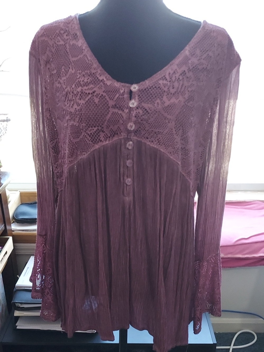 Women’s Lace Yoke Tunic - Mauve